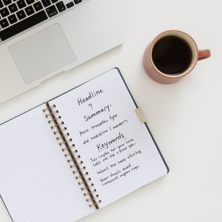 A laptop with notebook and cup of coffee